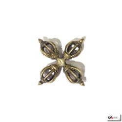 Double dorje à 8 branches en laiton (L7.5cm)