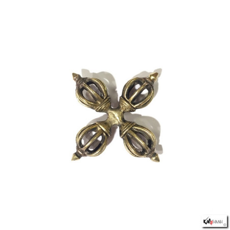 Double dorje à 8 branches en laiton (L7.5cm)