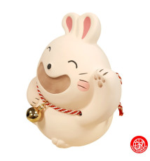 Lapin USAGi SMiLE rose en argile h10cm
