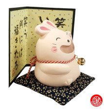 Lapin USAGi SMiLE rose en argile h10cm