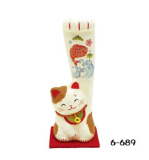 Maneki neko LONG BRAS en papier washi AbONdANCE h13cm