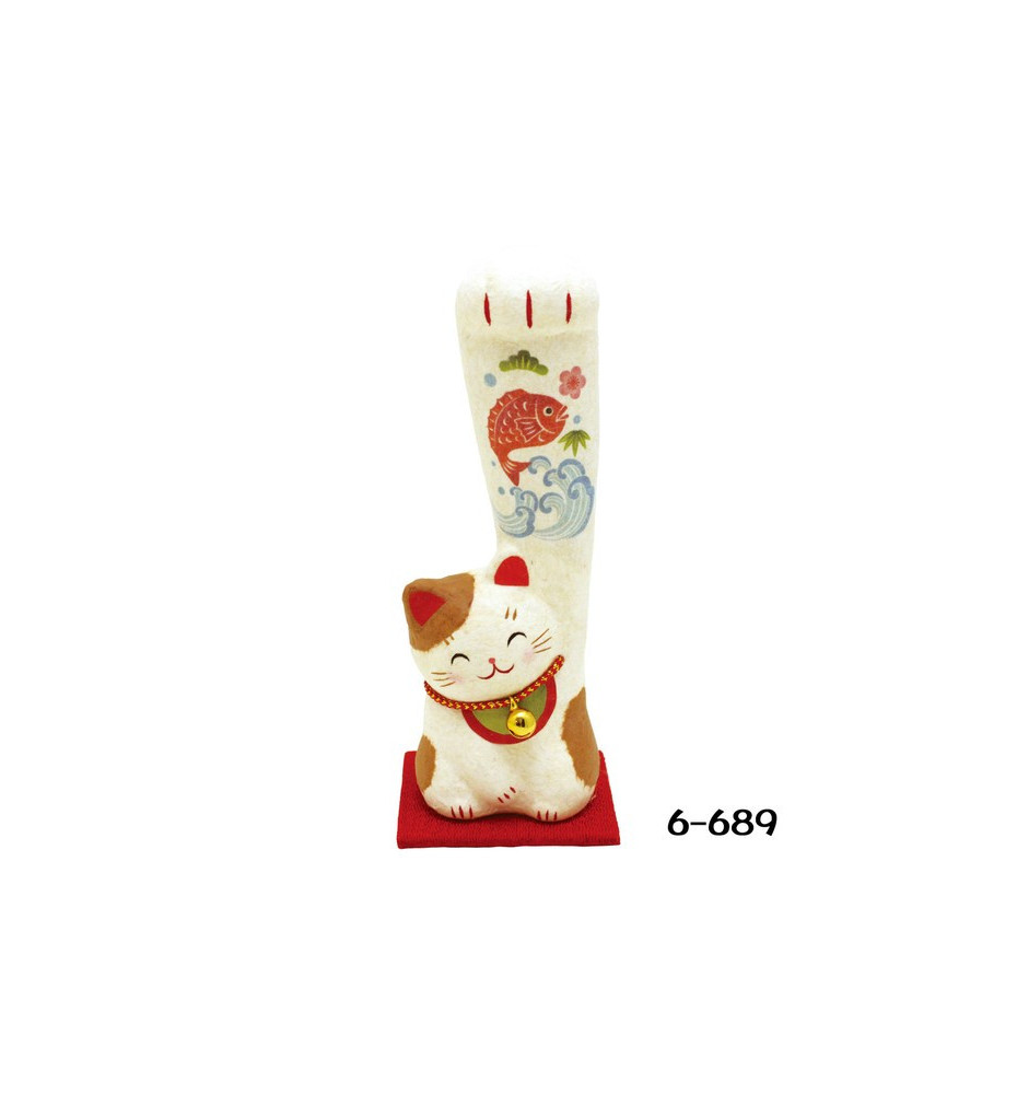 Maneki neko LONG BRAS en papier washi AbONdANCE h13cm