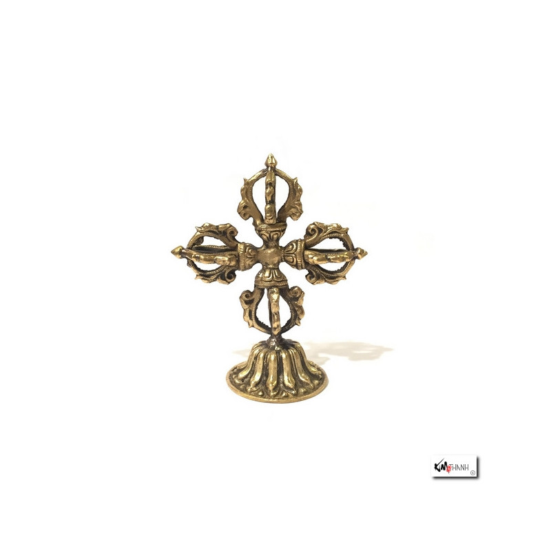 Double dorje sur socle en laiton (h12.5cm)