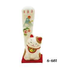 Maneki neko LONG BRAS en papier washi MONT FUJiYAMA h13cm