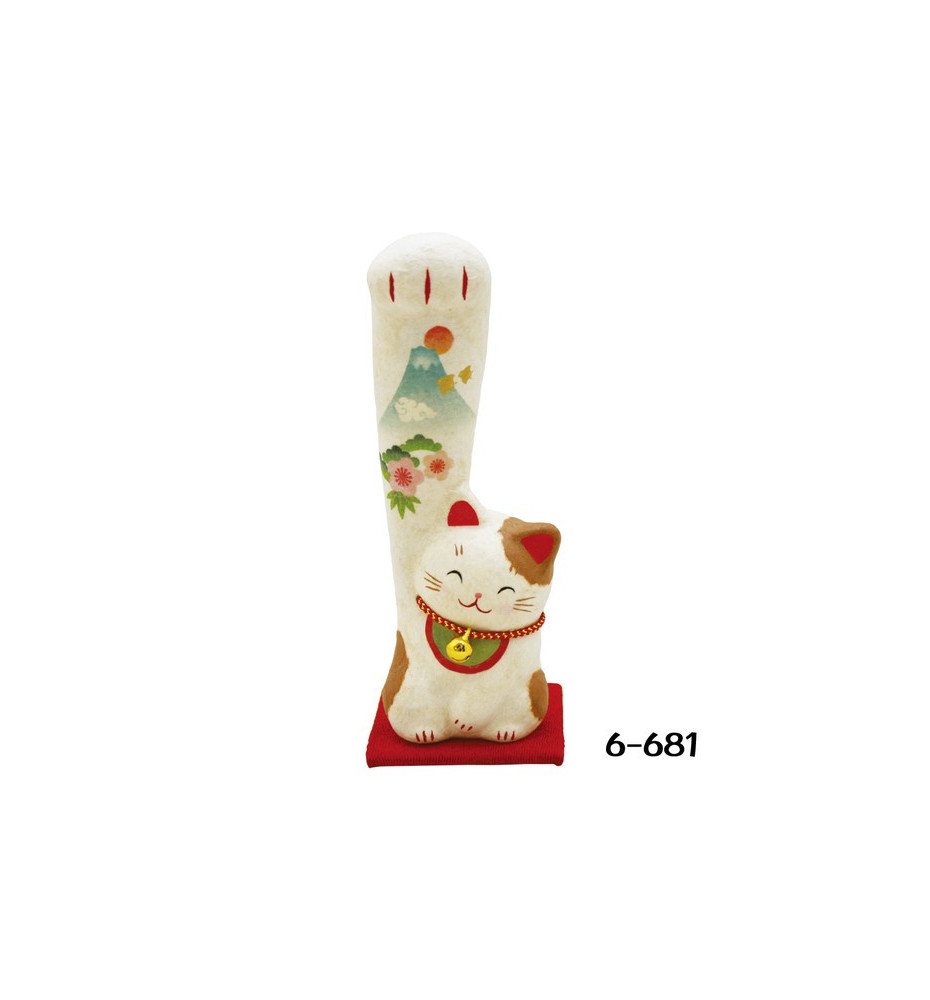 Maneki neko LONG BRAS en papier washi MONT FUJiYAMA h13cm