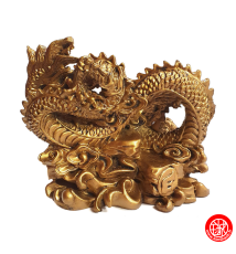 Dragon & 3 pièces et lingot en résine doré (h14cm)