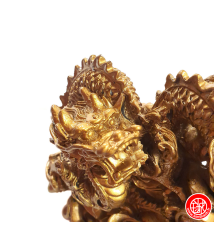 Dragon & 3 pièces et lingot en résine doré (h14cm)