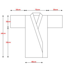 Kimono cache-coeur noir KAMON 100% soie (64cm)