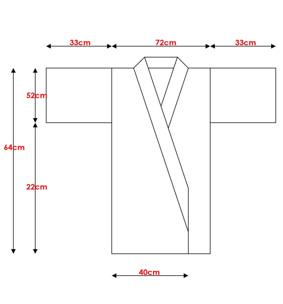 Kimono cache-coeur noir KAMON 100% soie (64cm)