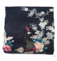 Kimono cache-coeur satiné imprimé FLEURS & PAON noir (72cm) [16820099]