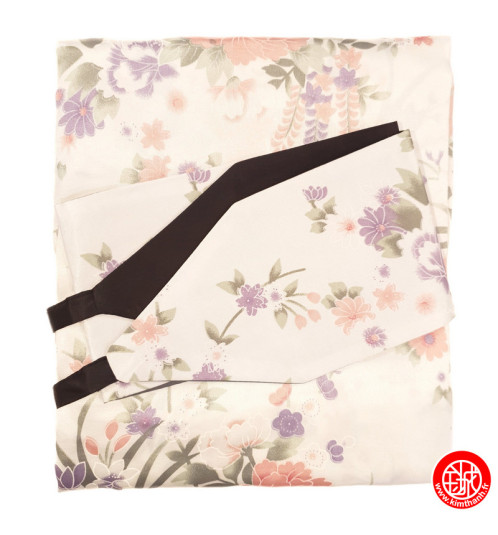 Kimono cache-coeur satiné imprimé PETiTES FLEURS blanc (72cm)