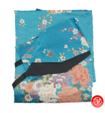 Kimono cache-coeur satiné imprimé PETiTES FLEURS bleu clair (72cm)