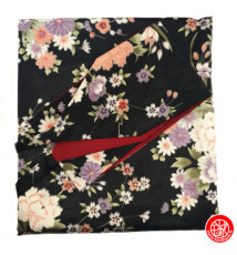 Kimono cache-coeur satiné imprimé PETiTES FLEURS noir (72cm)