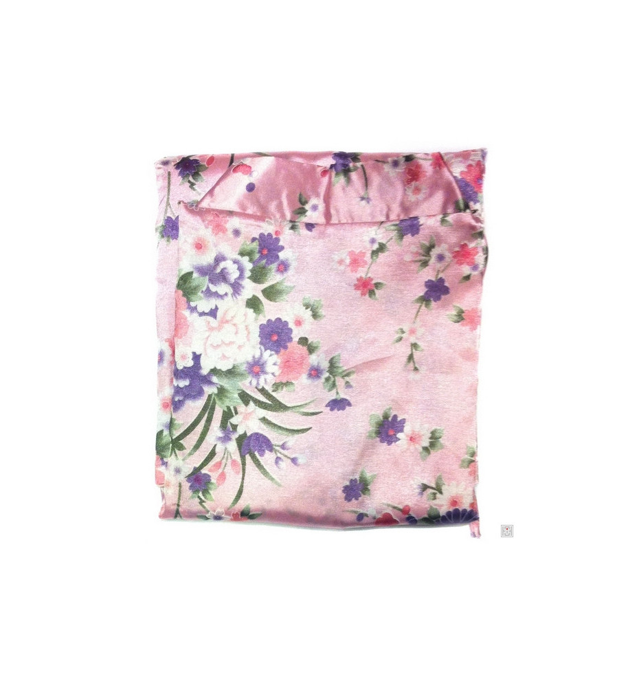 Kimono cache-coeur satiné imprimé PETiTES FLEURS rose clair (72cm)