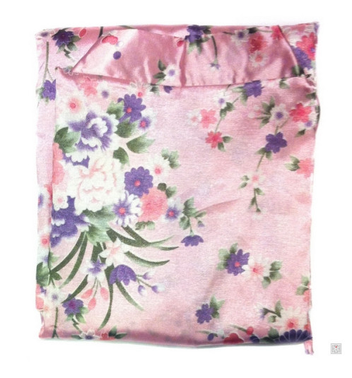 Kimono cache-coeur satiné imprimé PETiTES FLEURS rose clair (72cm)