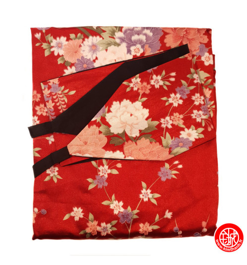 Kimono cache-coeur satiné imprimé PETiTES FLEURS rouge (72cm)