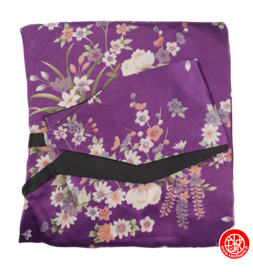 Kimono cache-coeur satiné imprimé PETiTES FLEURS violet (72cm)