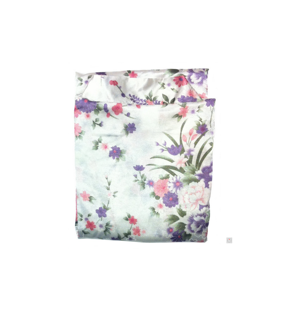 Kimono court satiné imprimé PETiTES FLEURS blanc (90cm)