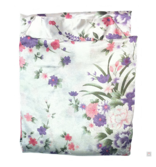 Kimono court satiné imprimé PETiTES FLEURS blanc (90cm)