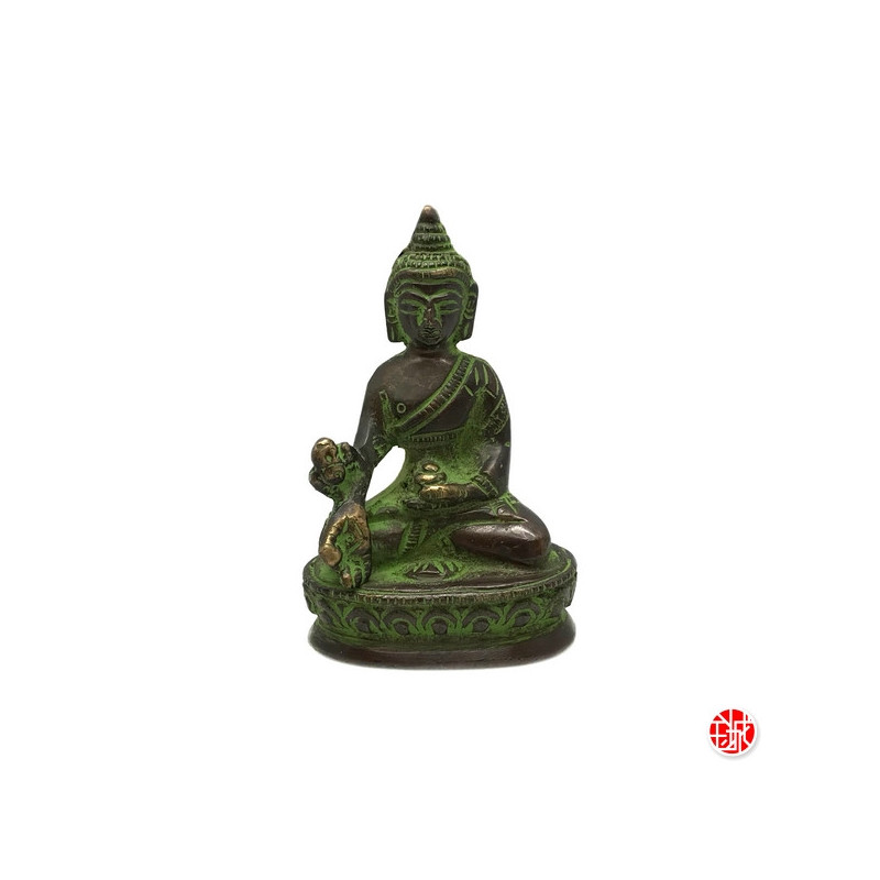 Bouddha MédECiNE en laiton vert-de-gris (h8cm)
