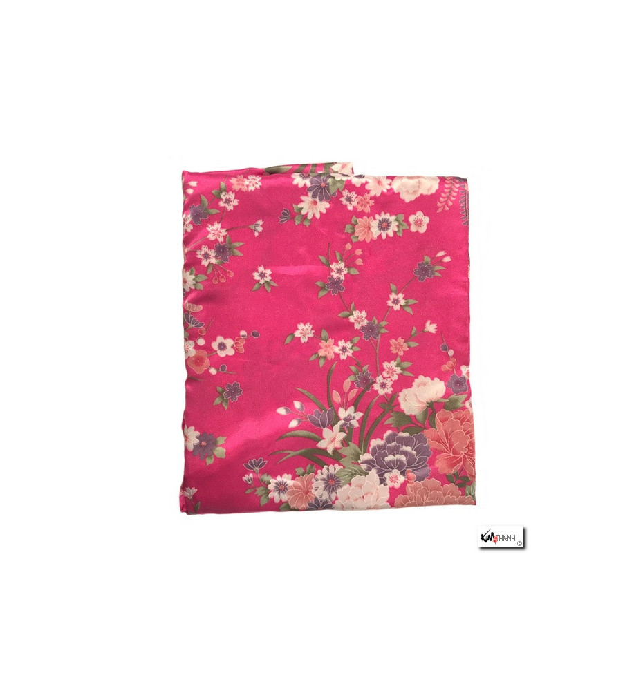 Kimono court satiné imprimé PETiTES FLEURS fushia (90cm)