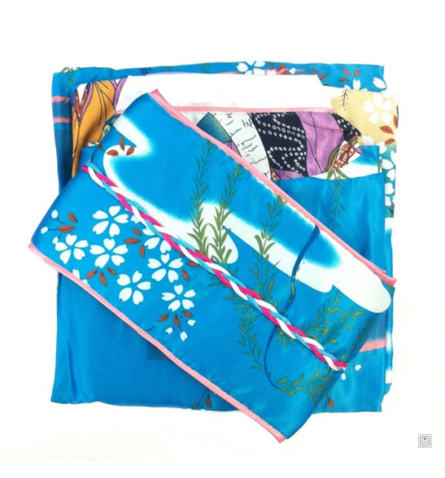 Kimono imprimé GEiShA grand noeud bleu