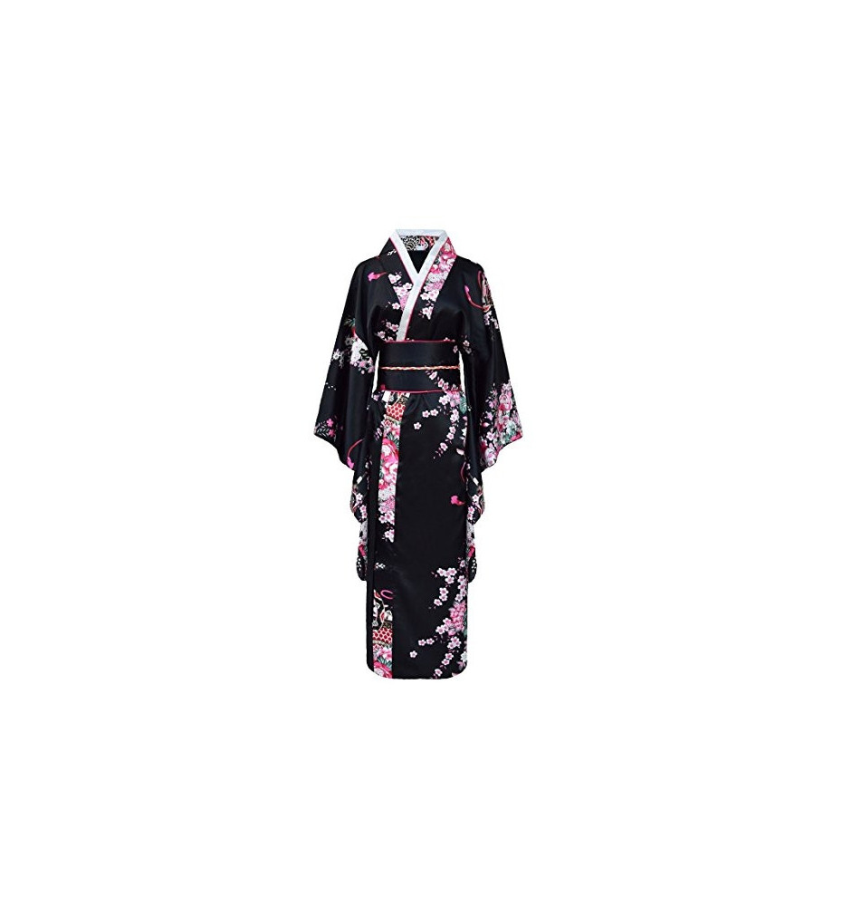 Kimono imprimé GRANdES FLEURS grand noeud noir