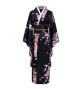 Kimono imprimé GRANdES FLEURS grand noeud noir