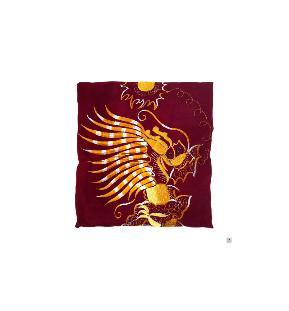 Kimono long BORDEAUX brodé DRAGON DORé (Polyester - Taille Unique)