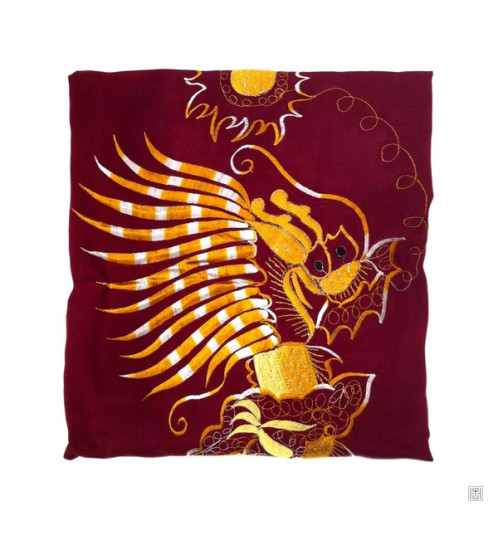 Kimono long BORDEAUX brodé DRAGON DORé (Polyester - Taille Unique)
