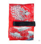Kimono long réversible BROdé rouge DRAGON argenté / noir DRAGON rouge (TU)