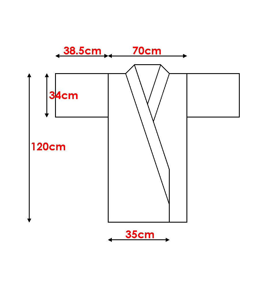 Kimono long RéVERSiBLE unie noir / rouge 100% coton (120cm TU)
