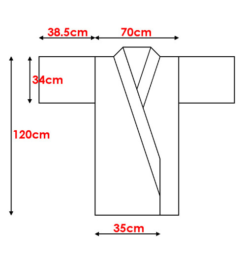 Kimono long RéVERSiBLE unie noir / rouge 100% coton (120cm TU)