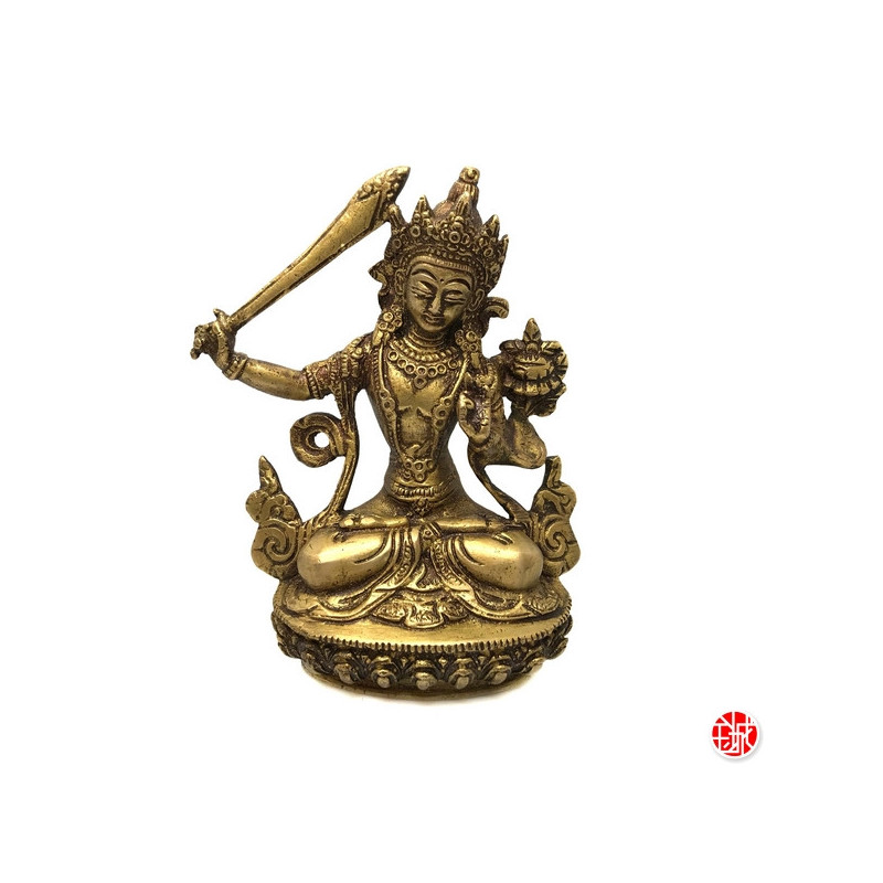 Bouddha Manjushri en laiton (h15cm)