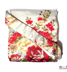 Kimono long satiné réversible imprimé GRANdES FLEURS blanc (120cm)