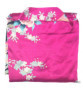 Kimono OBi court satiné imprimé FLEURS & PAON rose fushia (90cm)
