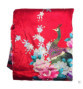 Kimono OBi court satiné imprimé FLEURS & PAON rouge (90cm)