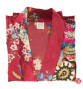 Kimono OBi court satiné imprimé GRANdES FLEURS rouge foncé (90cm)