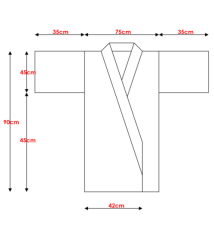 Kimono OBi court satiné imprimé PiVOiNES bleu nuit (90cm)