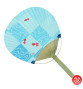 Eventail japonais rigide UChiWA en bambou et papier washi bleu KiNGYO (24*37.5cm)