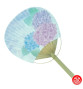 Eventail japonais rigide UChiWA en bambou et papier washi HORTENSiA (24*37.5cm)
