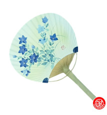 Eventail japonais rigide UChiWA en bambou et papier washi CAMPANULE (21*31cm)