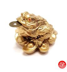 Jin Chan (crapaud de la richesse) sur lingots en résine doré (h5.5cm)