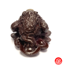 Jin Chan (crapaud de la richesse) sur lingots en résine marron (h5.5cm)