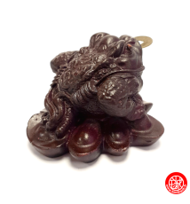 Jin Chan (crapaud de la richesse) sur lingots en résine marron (h5.5cm)