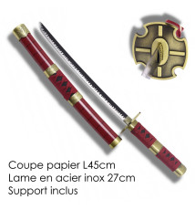 Mini Katana ouvre-lettre lame acier inox 27cm One Piece • ZORO • SENdAi KiTETSU