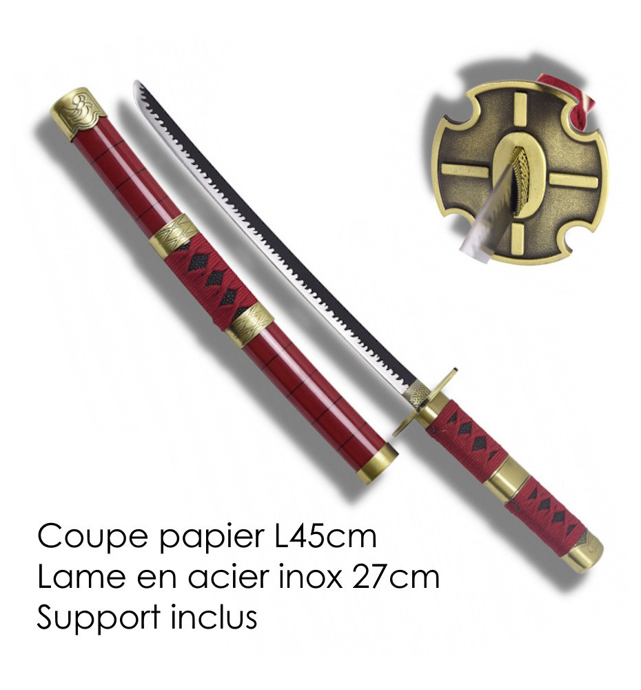 Mini Katana ouvre-lettre lame acier inox 27cm One Piece • ZORO • SENdAi KiTETSU