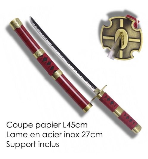 Mini Katana ouvre-lettre lame acier inox 27cm One Piece • ZORO • SENdAi KiTETSU
