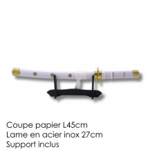 Mini Katana ouvre-lettre lame acier inox 27cm • One Piece • ZORRO • AME no hAbAKiRi