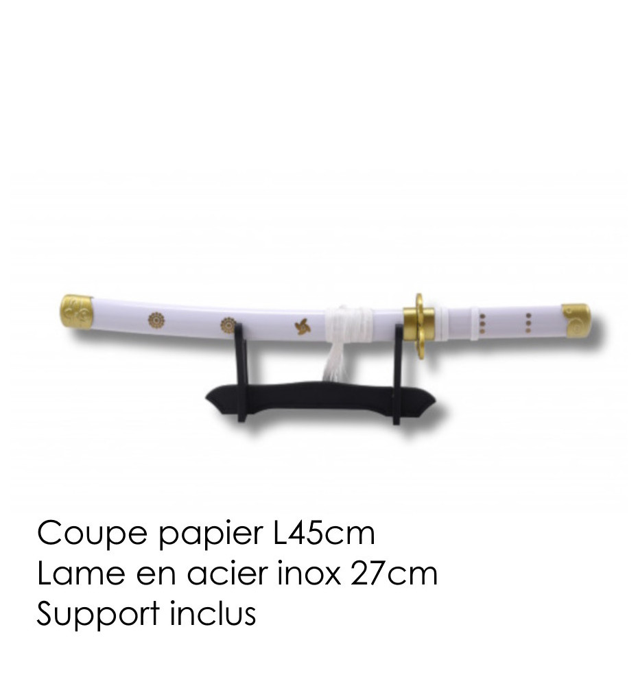 Mini Katana ouvre-lettre lame acier inox 27cm • One Piece • ZORRO • AME no hAbAKiRi
